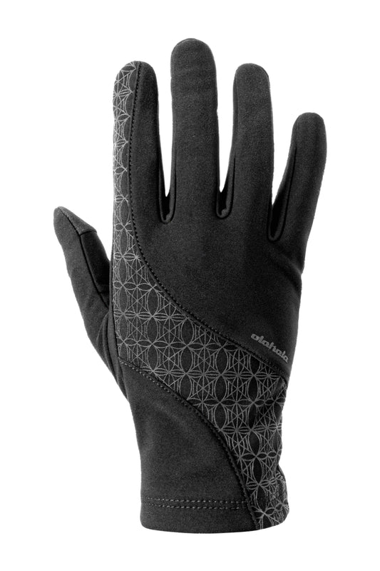 CI Gloves Black mit Touchscreen-Funktion, wasserabweisend, OLAKALA-Monogramm und Logo als Silikondruck auf rechtem Handschuh, unisex Design.