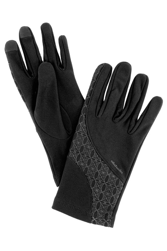 CI Gloves Black, elastische Handschuhe mit Touchscreen-Funktion, wasserabweisend, OLAKALA-Monogramm und Logo als Silikondruck auf dem rechten Handschuh, unisex Design.